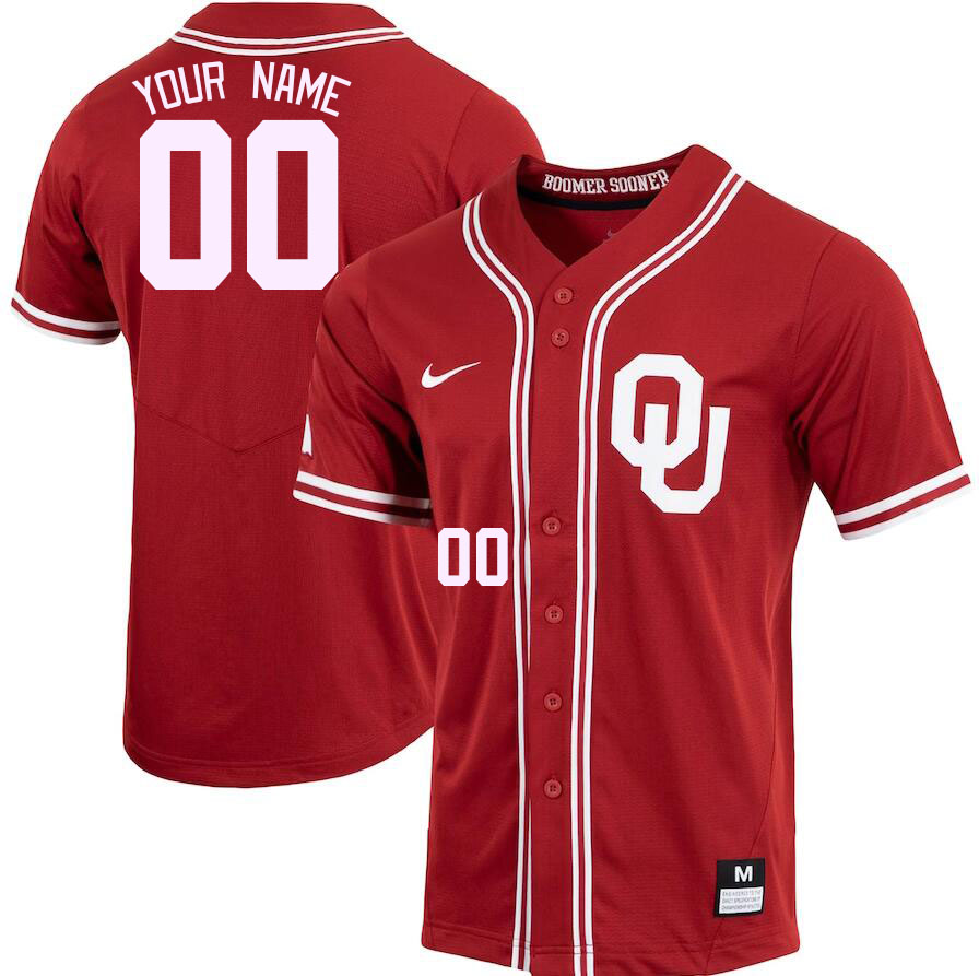 Custom Oklahoma Sooners College Name And Number Baseball Jerseys Stitched-Crimson